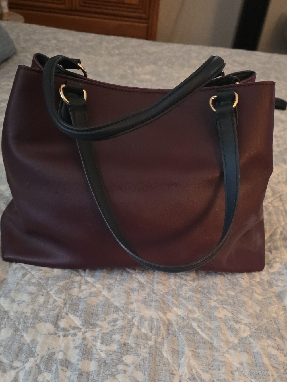 Talbots Tote in Burgundy & Black